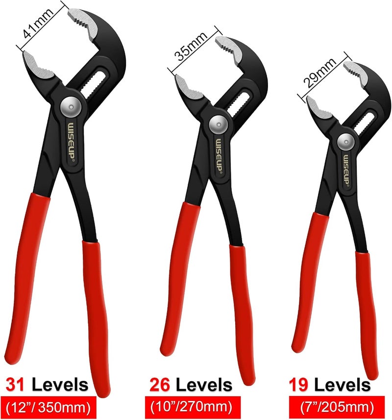 WISEUP Groove Joint Pliers Set - Fast Adjustable 7 & 10 Inch Water Pumper With Smooth Jaw - Tongue and Groove Wrench for Channel Home Repair, Gripping Nuts, Bolts, Pipe - Image 4
